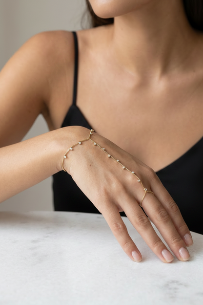 Sparkling CZ Hand Chain | 18K Gold Filled