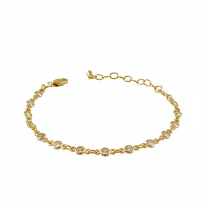 CZ Round Bezel Bracelet | 18K Gold Filled