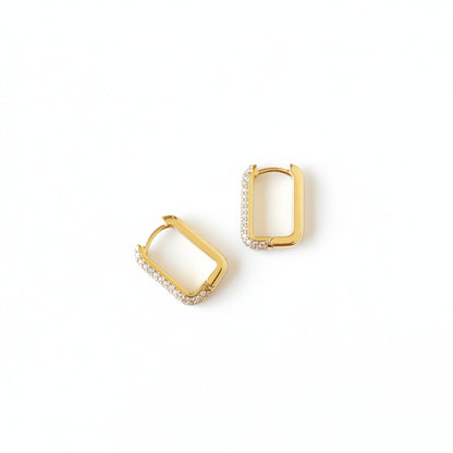 GOLD FILLED - EARRINGS - CUTESIE CZ RECTANGULAR 14MM