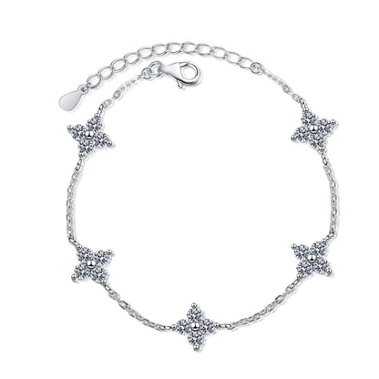 Moissanite Clover Bracelet | 2.0CT | 950 Platinum Sterling Silver | No Certificate
