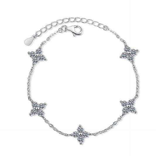Moissanite Clover Bracelet | 2.0CT | 950 Platinum Sterling Silver | No Certificate