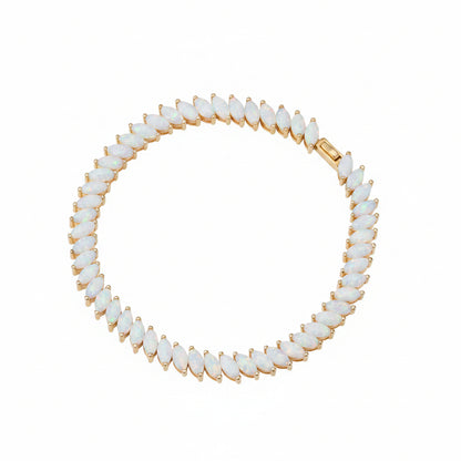 GOLD VERMEIL - TENNIS BRACELET - OPAL MARQUISE 4MM