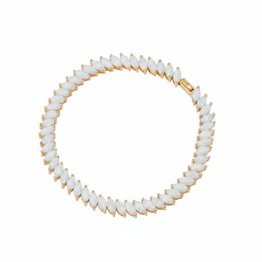 GOLD VERMEIL - TENNIS BRACELET - OPAL MARQUISE 4MM