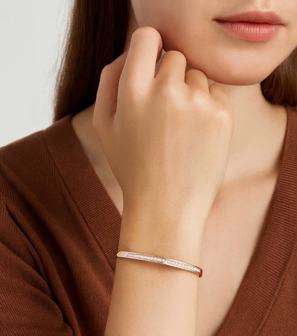 PREMIUM STAINLESS STEEL - BRACELET - PAVE 25 BANGLE