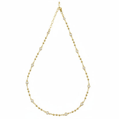 Beaded Bezel CZ Necklace | 18K Gold Filled