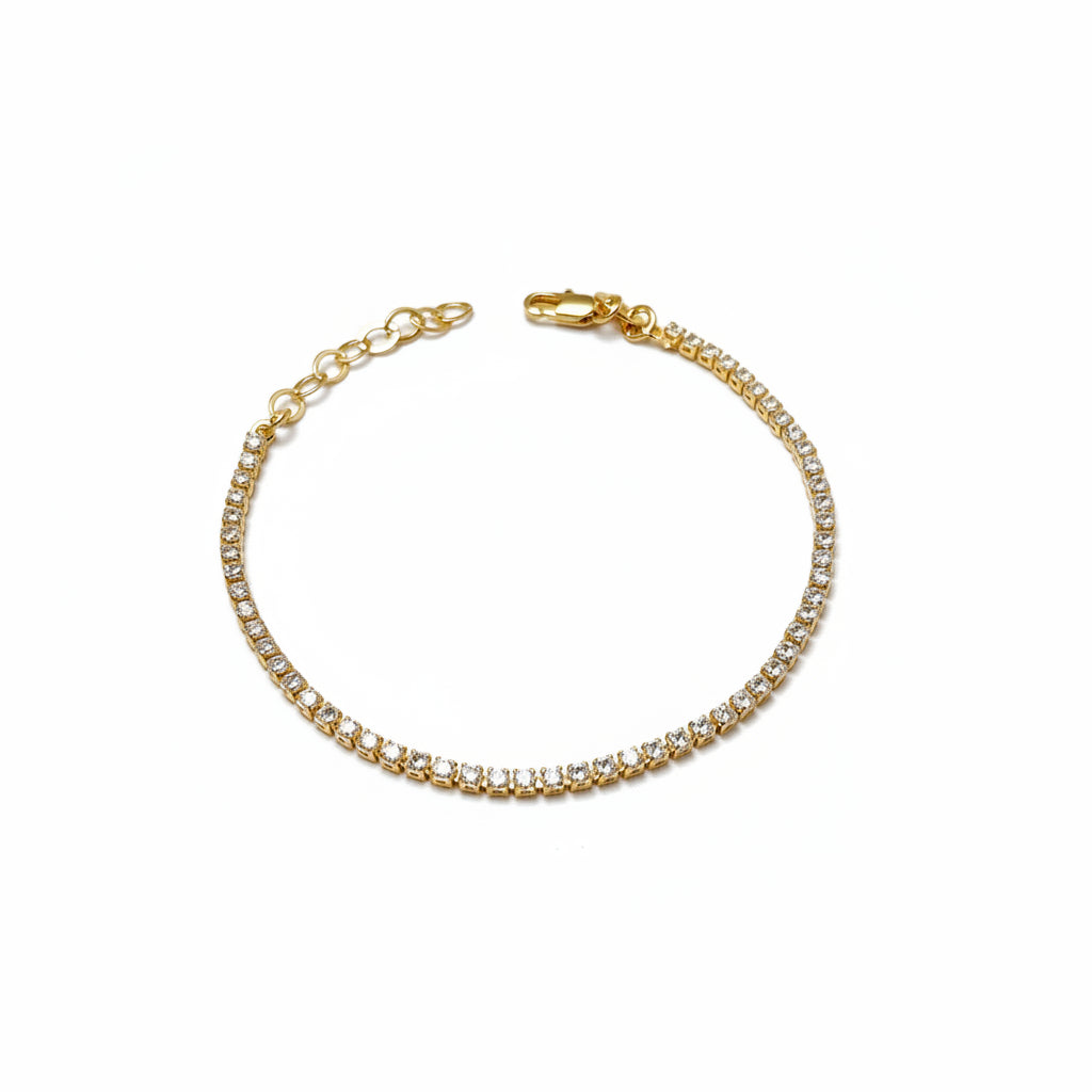 GOLD FILLED - TENNIS BRACELET - CZ ROUND 2MM