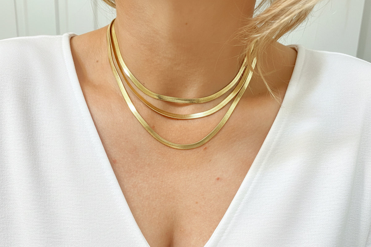 Herringbone Chain Necklace | 4MM | 18K Gold-Filled