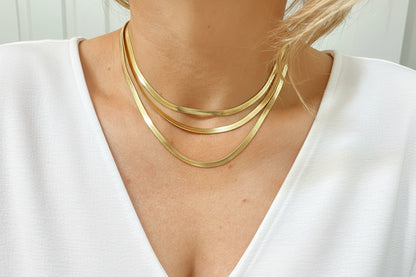 Herringbone Chain Necklace | 4MM | 18K Gold-Filled