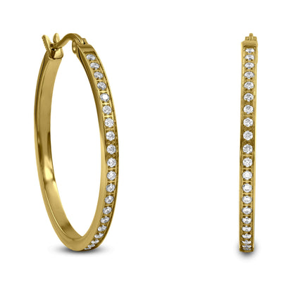 PREMIUM STAINLESS STEEL - EARRINGS - MEDIUM HOOP 42 PAVE 30MM