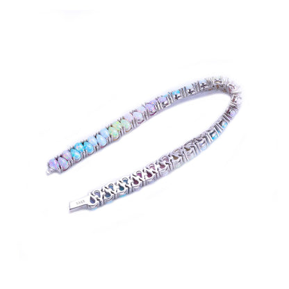 STERLING SILVER - TENNIS BRACELET - OPAL PEAR - RHODIUM PLATED