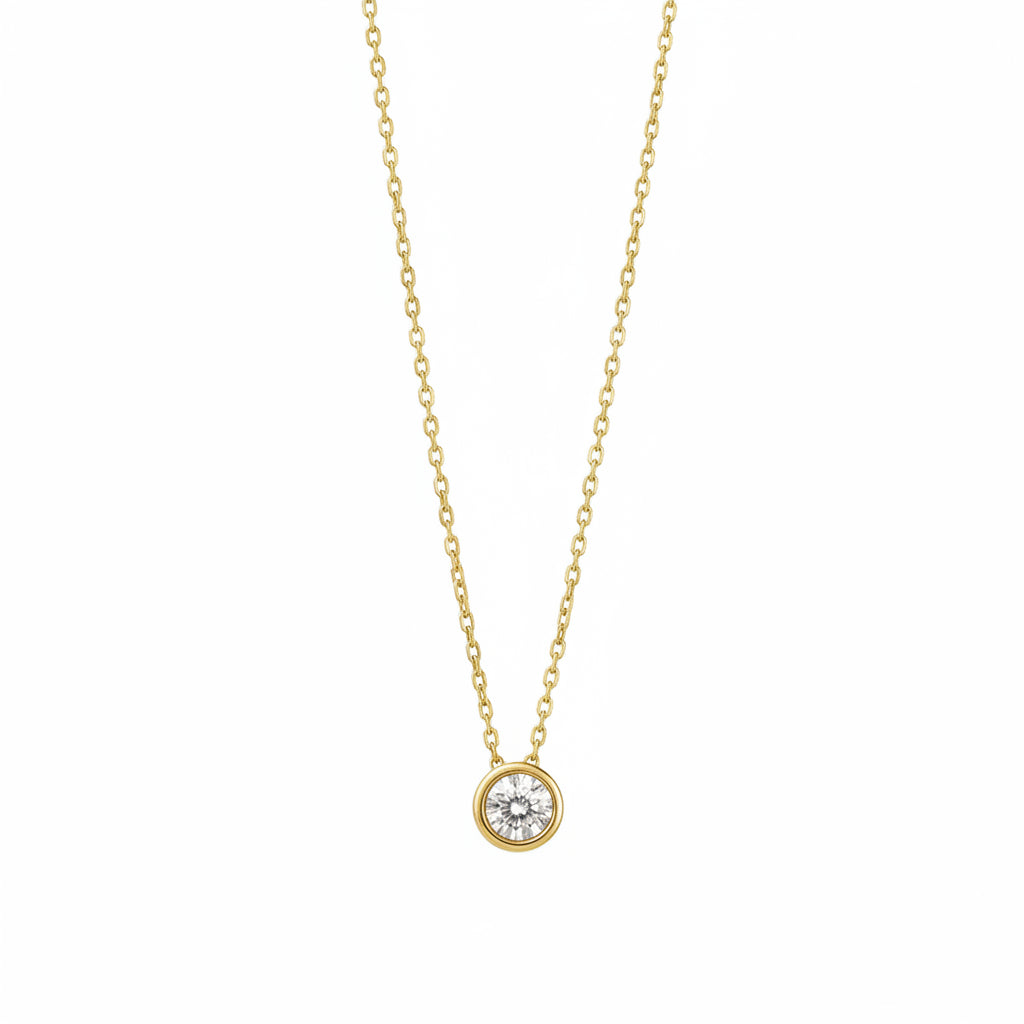 GOLD FILLED - NECKLACE - CZ SOLITARE BEZEL