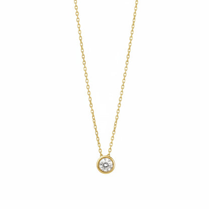 GOLD FILLED - NECKLACE - CZ SOLITARE BEZEL