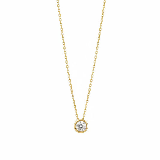 GOLD FILLED - NECKLACE - CZ SOLITARE BEZEL
