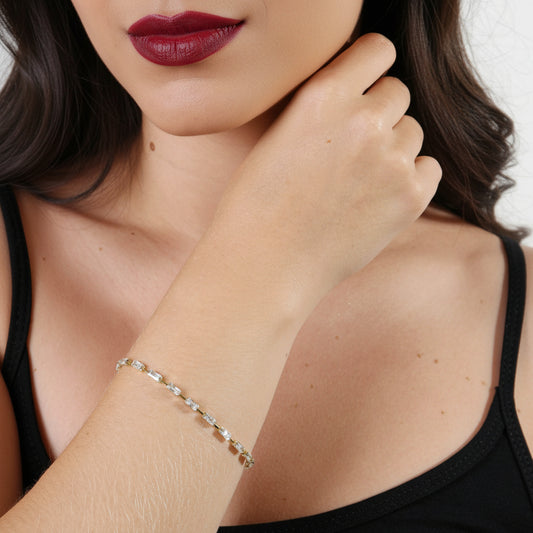 GOLD FILLED - TENNIS BRACELET - CZ BAGUETTE 2x4MM