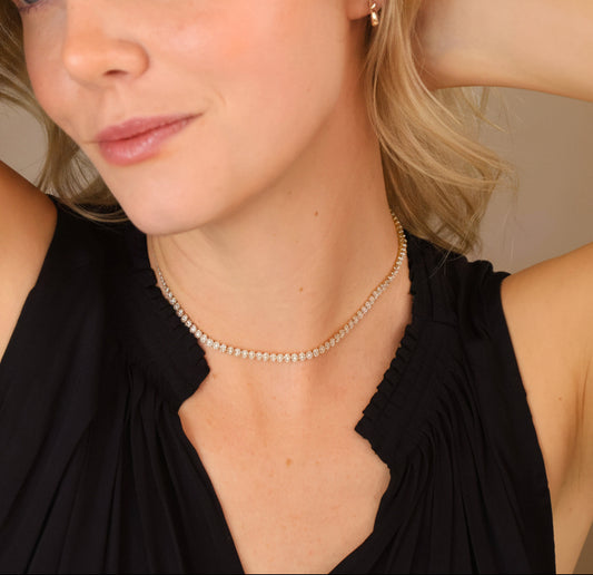 GOLD FILLED - TENNIS NECKLACE - MARQUISE 4MM