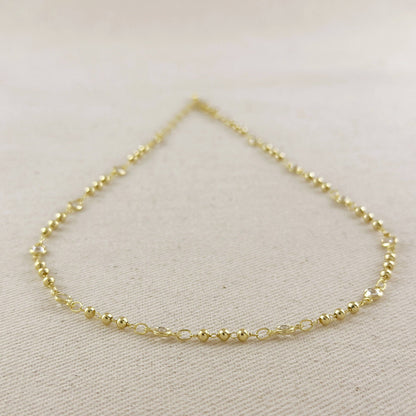 Beaded Bezel CZ Necklace | 18K Gold Filled