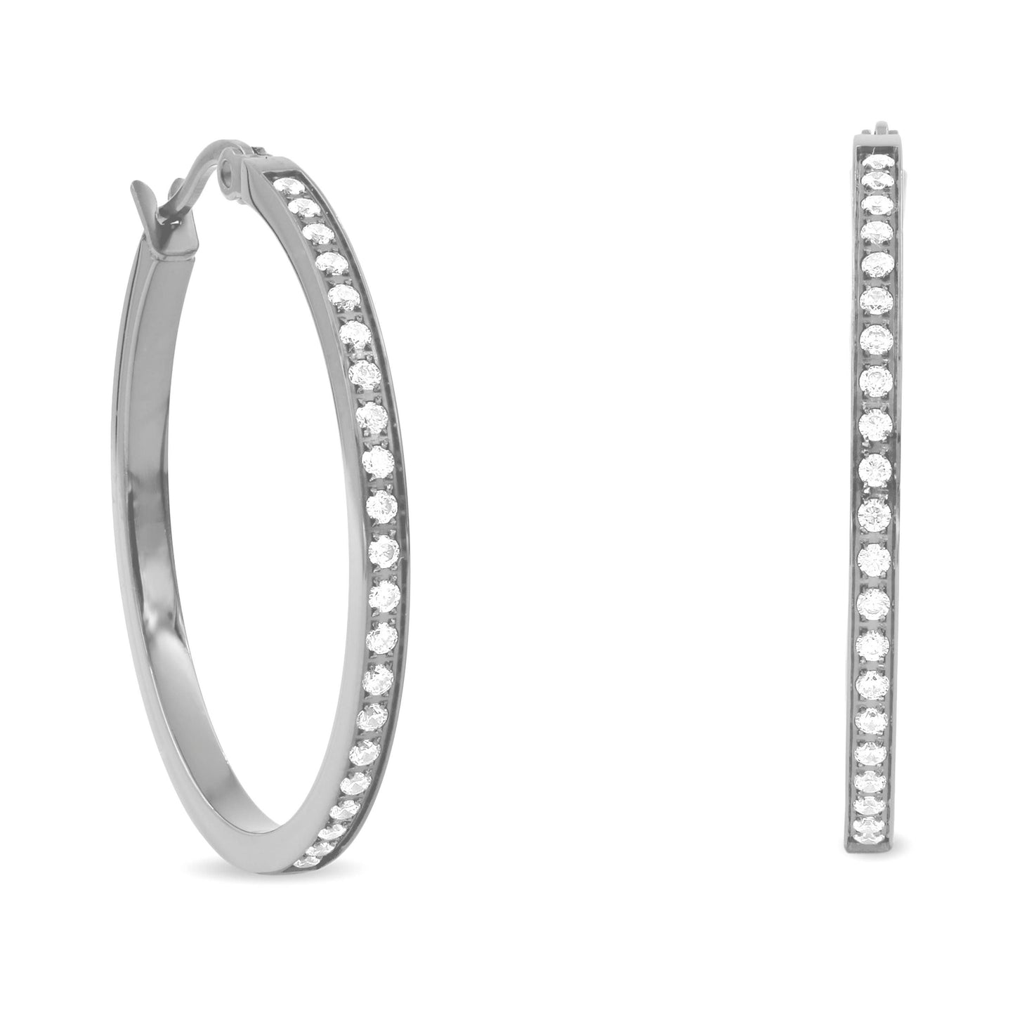 PREMIUM STAINLESS STEEL - EARRINGS - MEDIUM HOOP 42 PAVE 30MM
