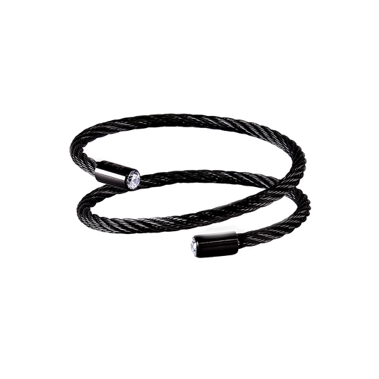 PREMIUM STAINLESS STEEL - BRACELET - DOUBLE WRAP CABLE w/ CZ