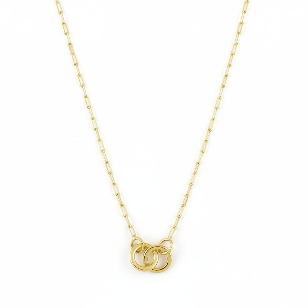 GOLD FILLED - NECKLACE - PAPERCLIP W/ ROUND LINK CHARM
