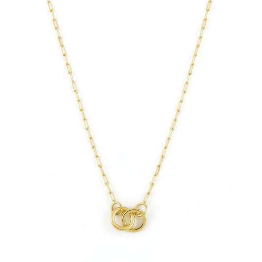 GOLD FILLED - NECKLACE - PAPERCLIP W/ ROUND LINK CHARM
