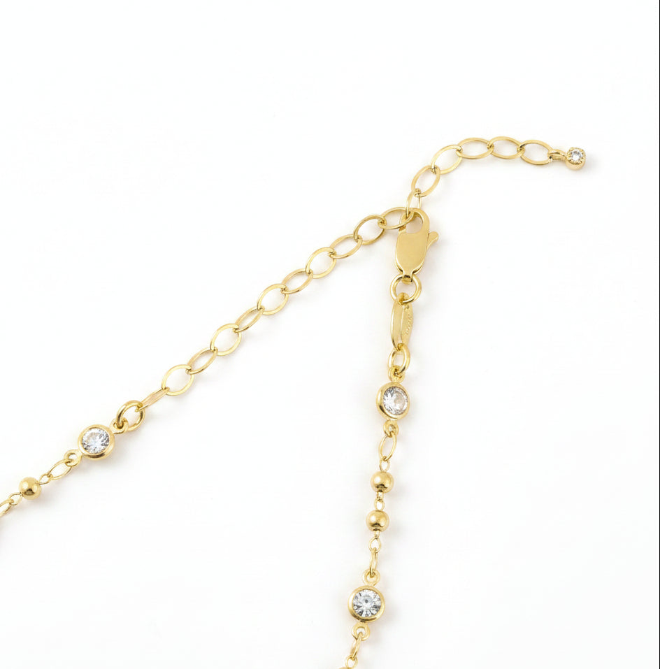 Beaded Bezel CZ Necklace | 18K Gold Filled