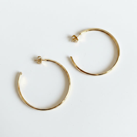 GOLD FILLED - EARRINGS - CUTESIE HOLLOW C-HOOP 50MM