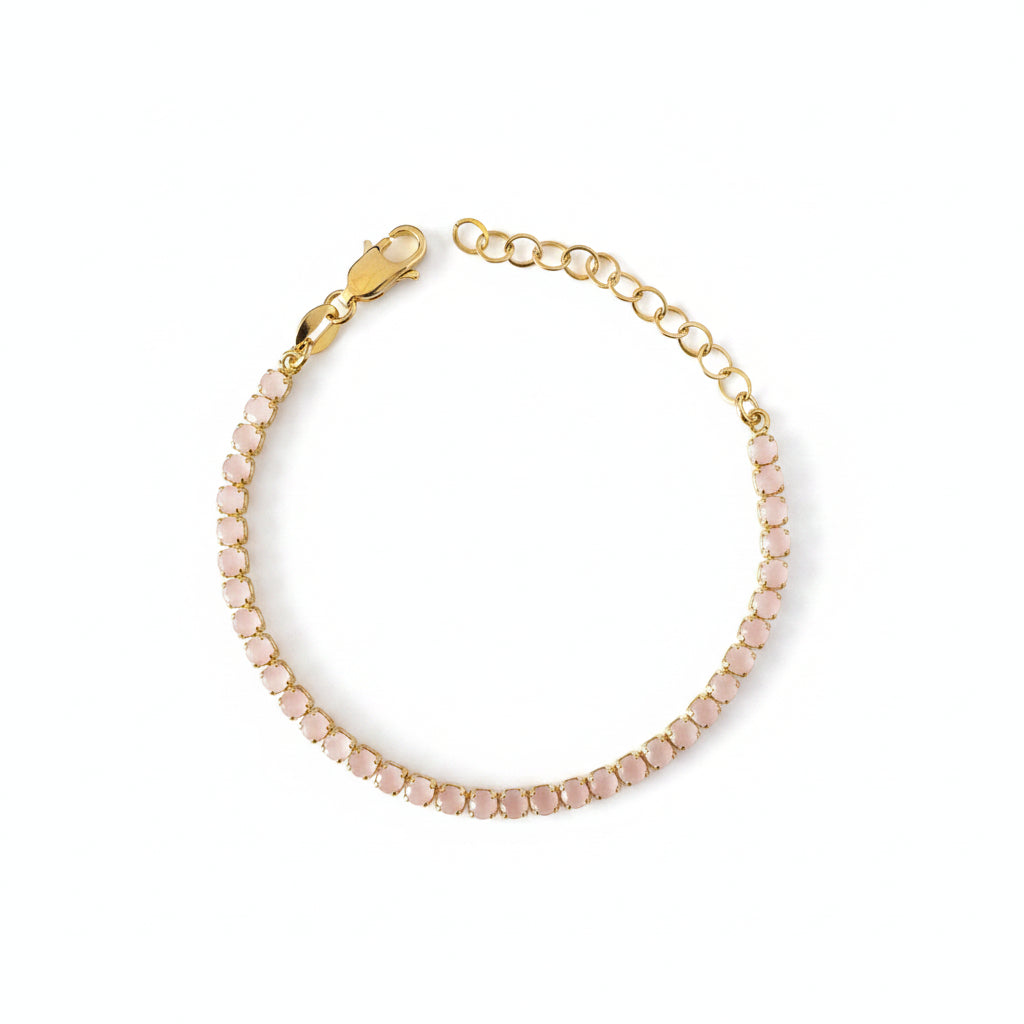 GOLD FILLED - TENNIS BRACELET - CZ PALE PINK 3MM