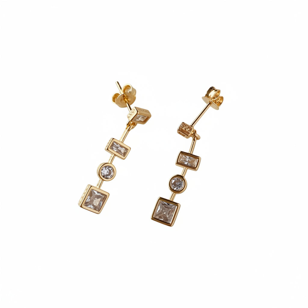 GOLD FILLED - EARRINGS - CUTESIE CZ DANGLE SHAPES