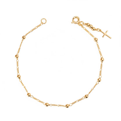 GOLD FILLED - BRACELET - CUTESIE BEADED CROSS CHARM