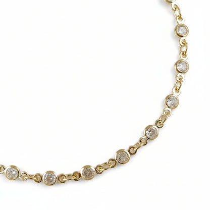 CZ Round Bezel Bracelet | 18K Gold Filled