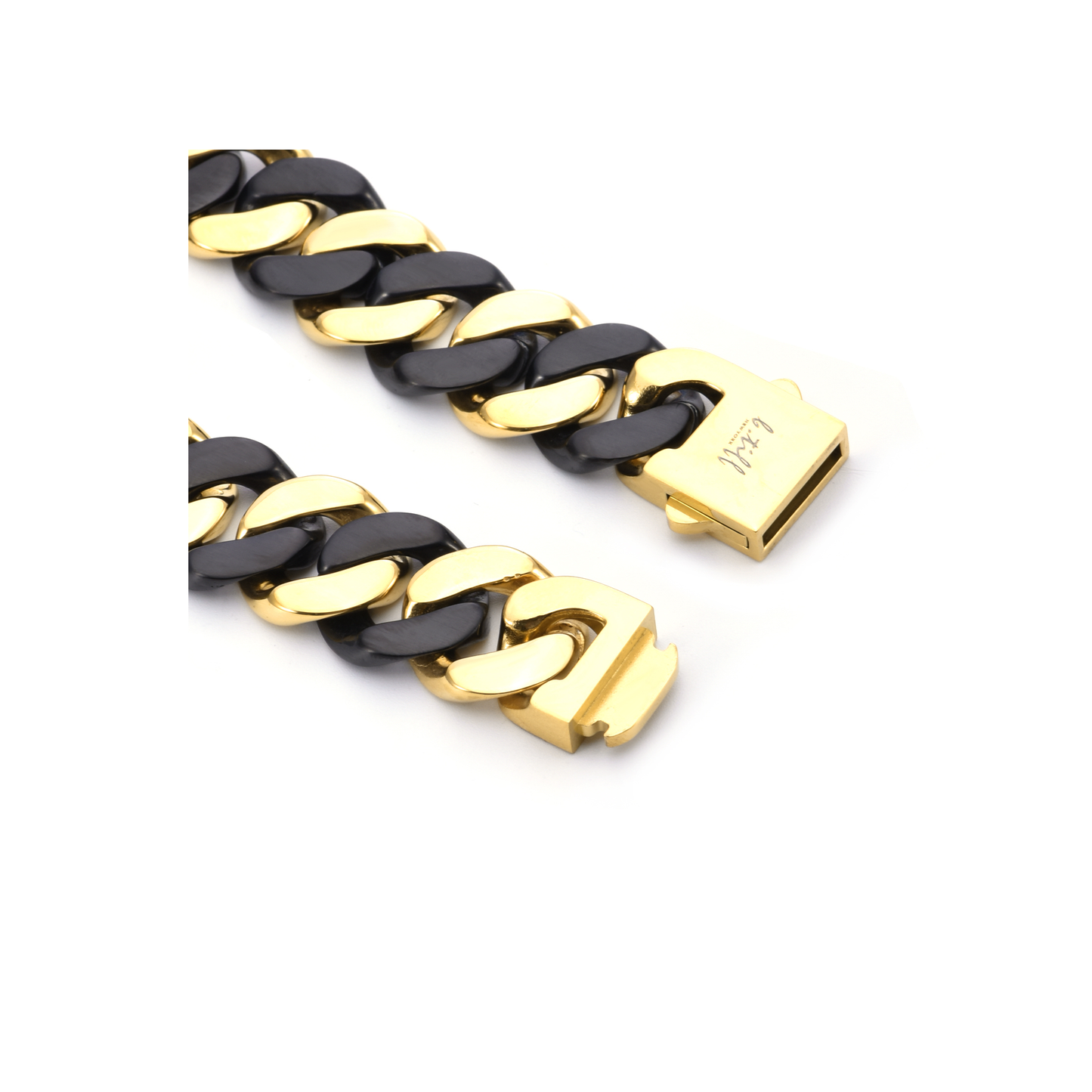 Premium Stainless Steel | 15MM Cuban Bracelet | Black & Gold Two-Tone