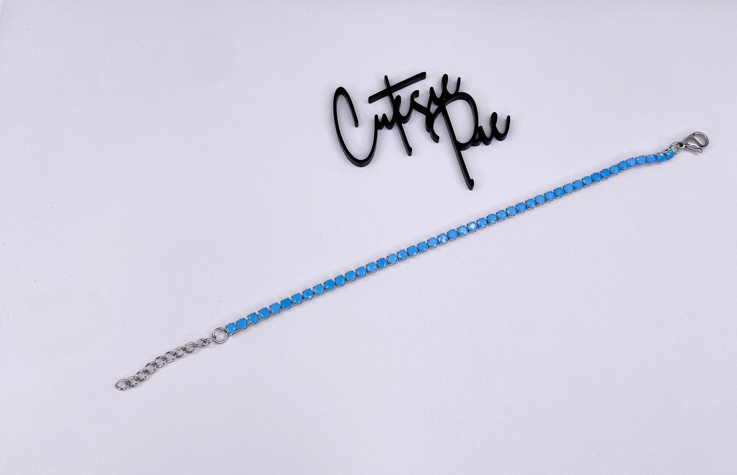 Turquoise Tennis Bracelet | 3MM Rhinestones | 316L Stainless Steel