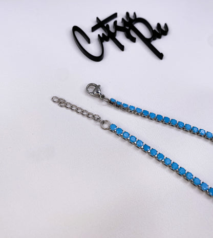 Turquoise Tennis Bracelet | 3MM Rhinestones | 316L Stainless Steel