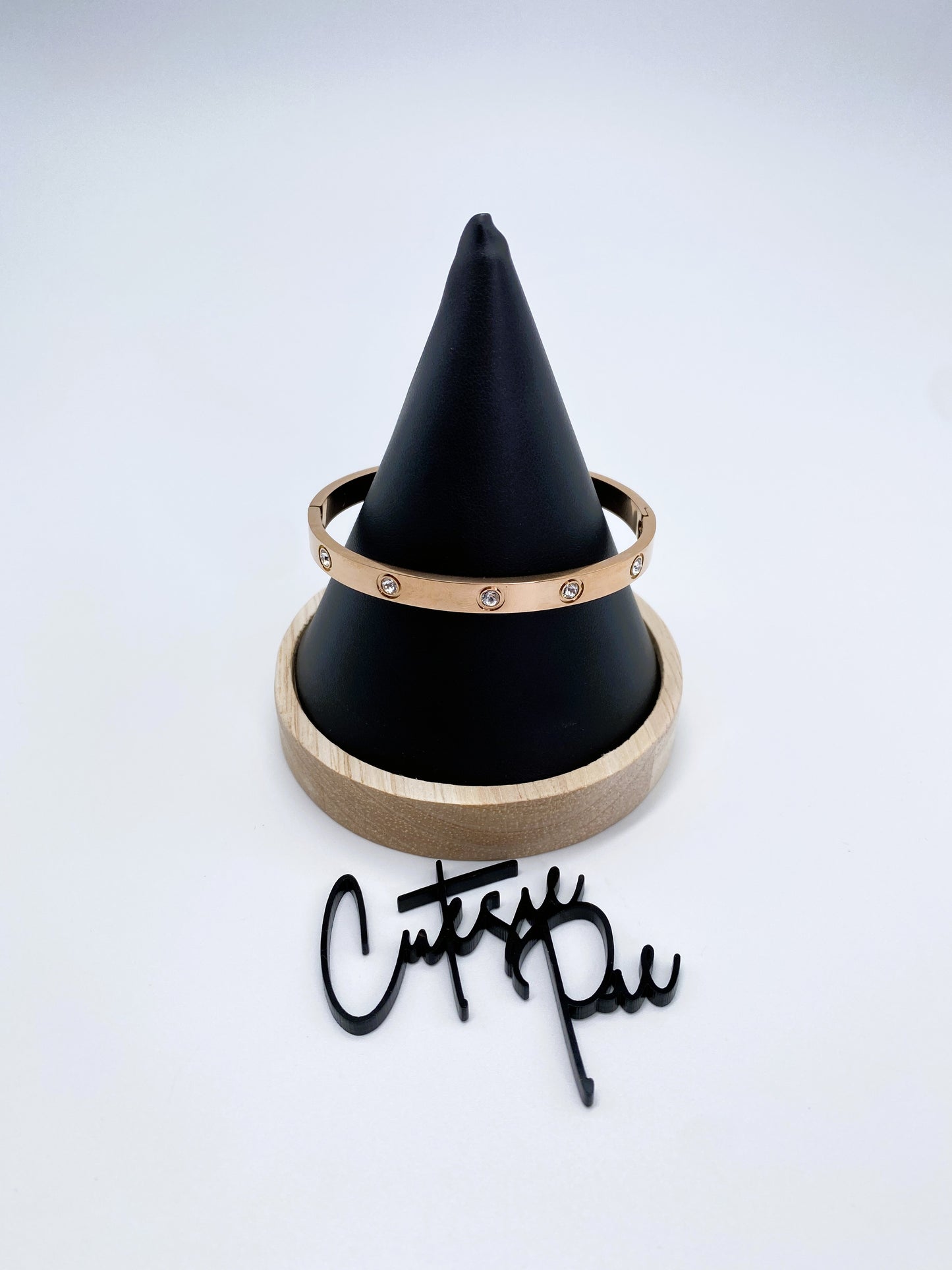 10 Stone Bangle Bracelet | 18K Gold, Rose Gold or Steel | 304 Stainless Steel