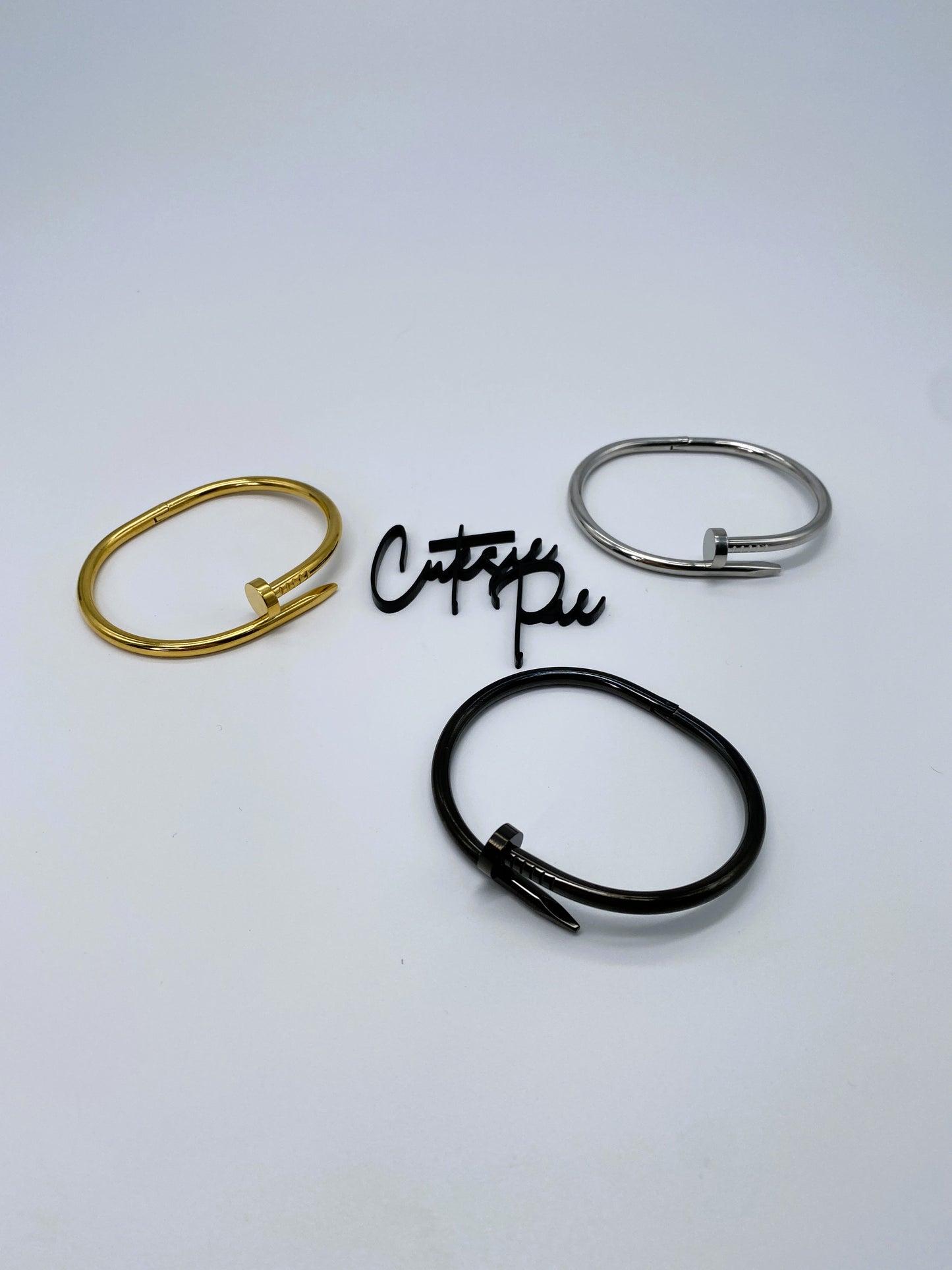 Wrap Nail Bangle Bracelet | Black, Gold, Rose Gold or Steel | 304 Stainless Steel