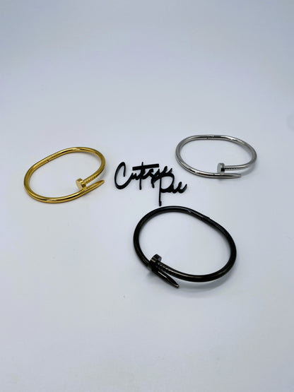 Wrap Nail Bangle Bracelet | Black, Gold, Rose Gold or Steel | 304 Stainless Steel