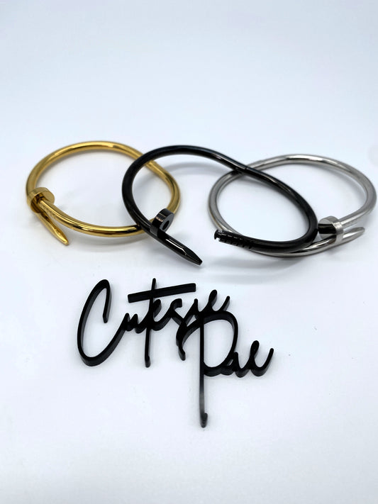 Wrap Nail Bangle Bracelet | Black, Gold, Rose Gold or Steel | 304 Stainless Steel