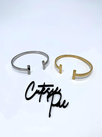 T Bar Cuff Bracelet | 18K Gold PVD | 304 Stainless Steel
