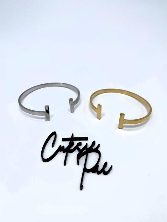 T Bar Cuff Bracelet | 18K Gold PVD | 304 Stainless Steel