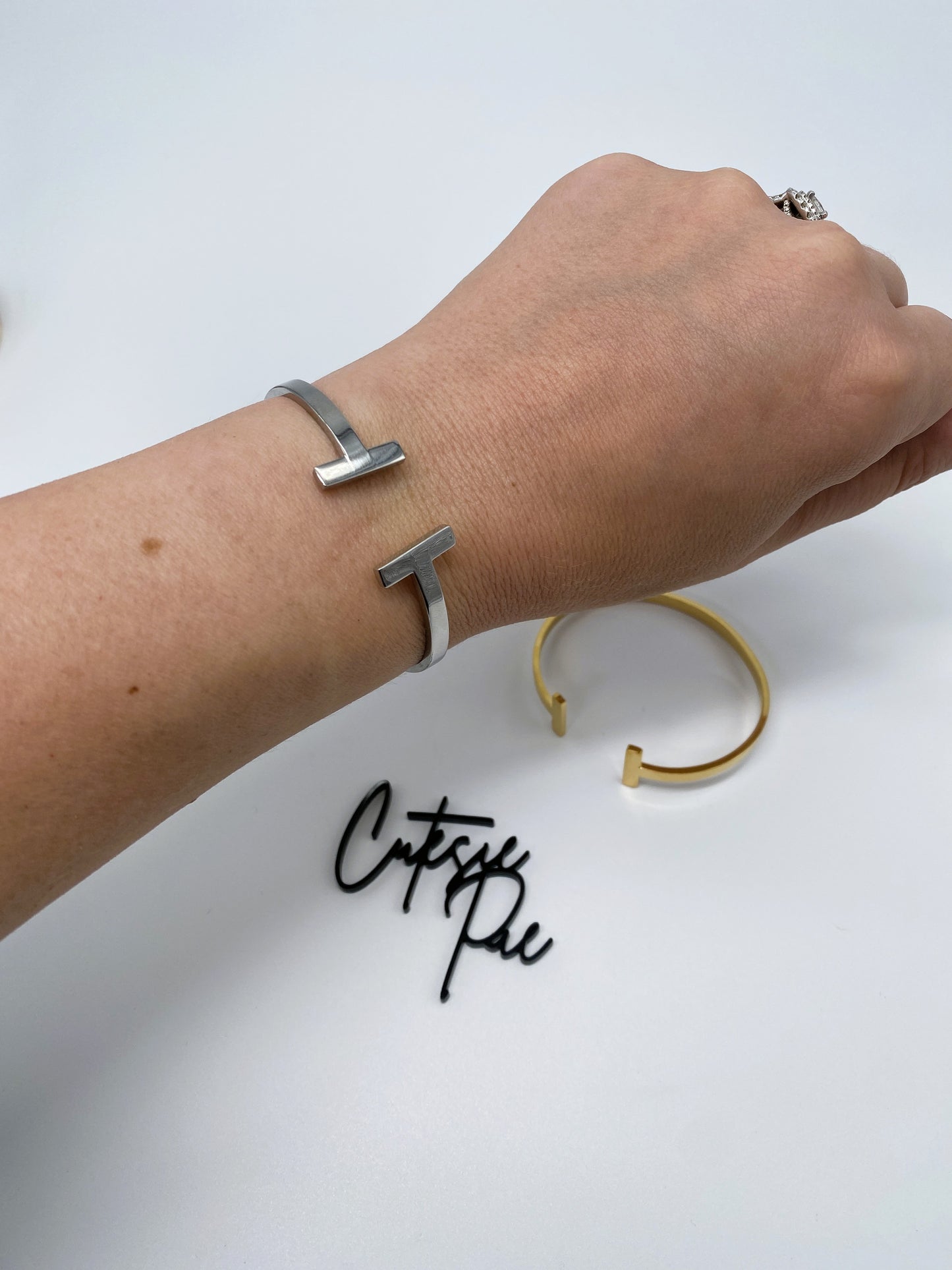 T Bar Cuff Bracelet | 18K Gold PVD | 304 Stainless Steel