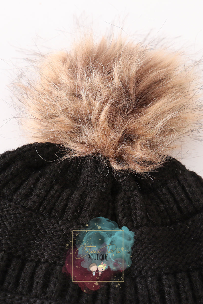 Mommy & Mini Matching Pom Pom Beanies - BLACK