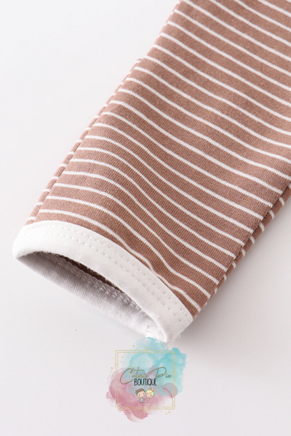 Chocolate Stripe 2PC SET Baby Gown and Beanie