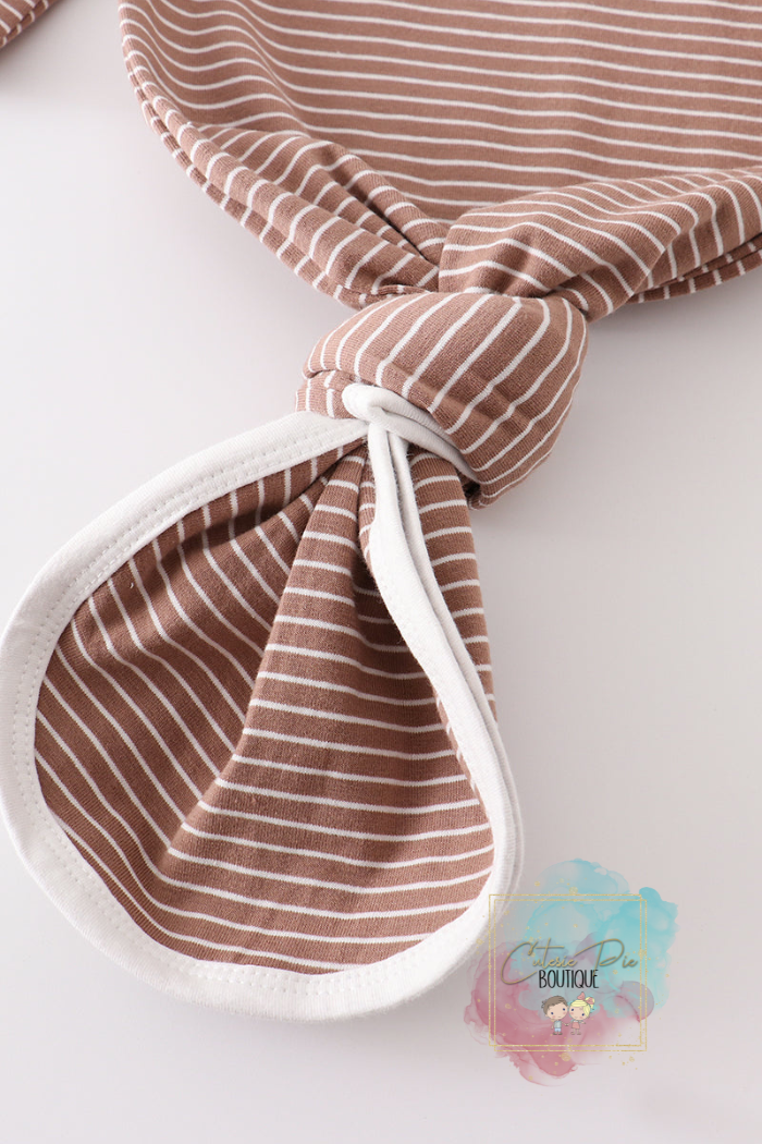 Chocolate Stripe 2PC SET Baby Gown and Beanie