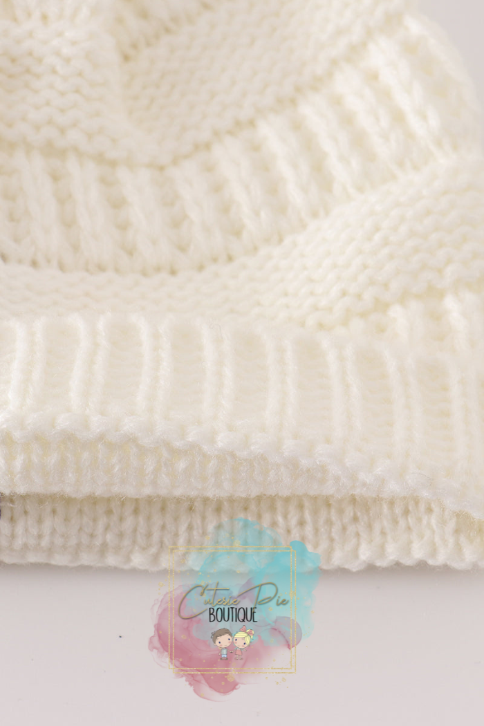 Mommy & Mini Matching Pom Pom Beanies - IVORY