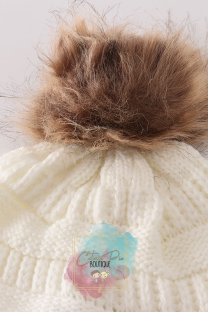 Mommy & Mini Matching Pom Pom Beanies - IVORY