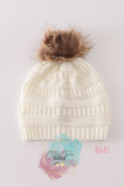 Mommy & Mini Matching Pom Pom Beanies - IVORY