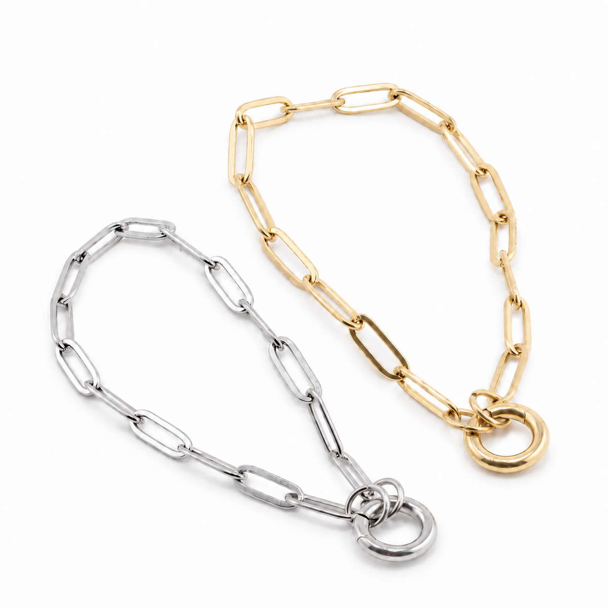 Paperclip Charm Keeper Bracelet | 4MM | 18K Gold PVD or Steel | 316L Stainless Steel