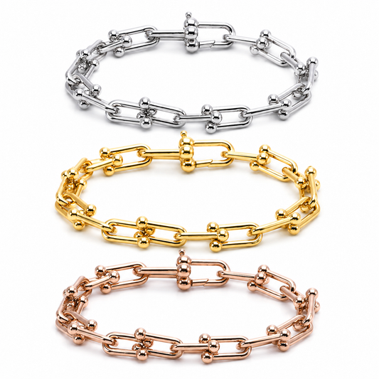 Horseshoe Link Bracelet | Gold, Rose Gold or Steel | Premium 316L Stainless Steel