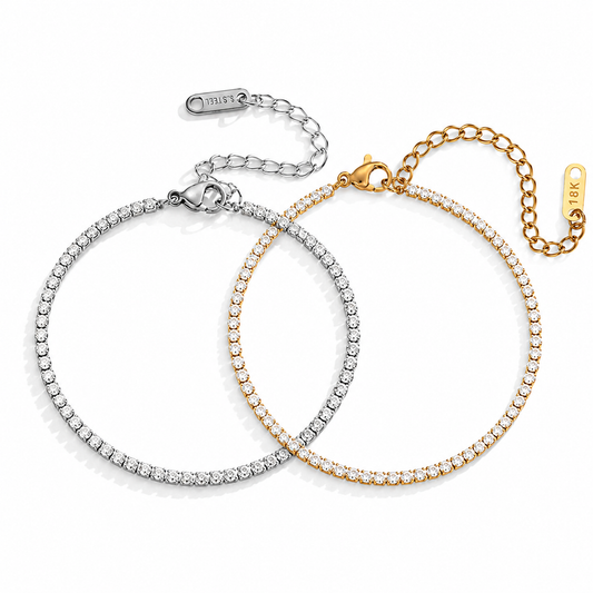 Zircon Tennis Bracelet | 2MM | 18K Gold PVD | 304 Stainless Steel
