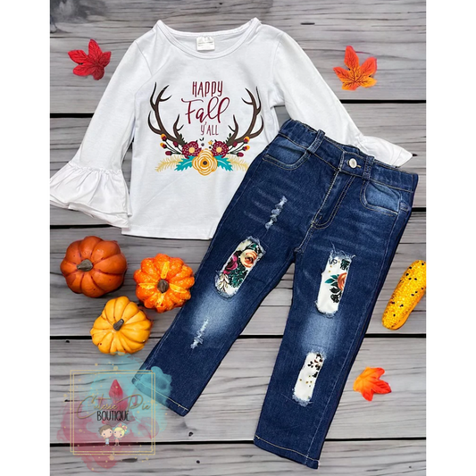 Girls 2PC SET - Happy Fall Ya'll